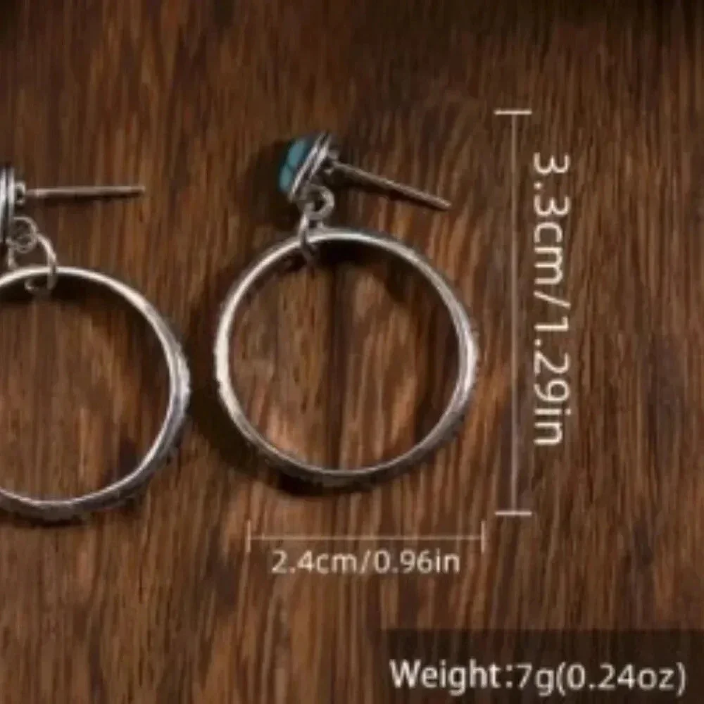 Unique Bohemian Vintage-Inspired Turquoise Hoop Earrings for Men Hypoallergenic